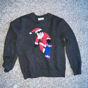Old Navy Charcoal Santa Skateboard Sweater